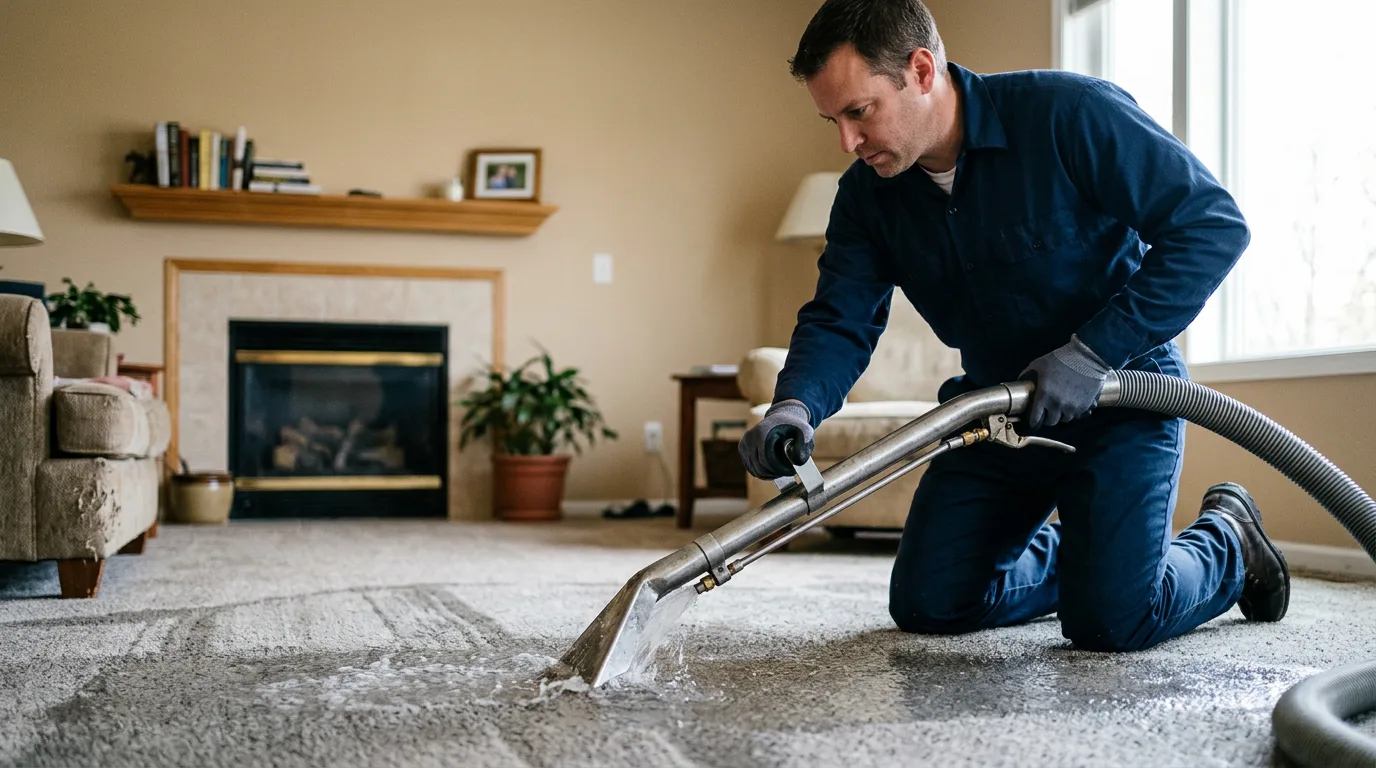 Water damage restoration technician working near Kansas, OK